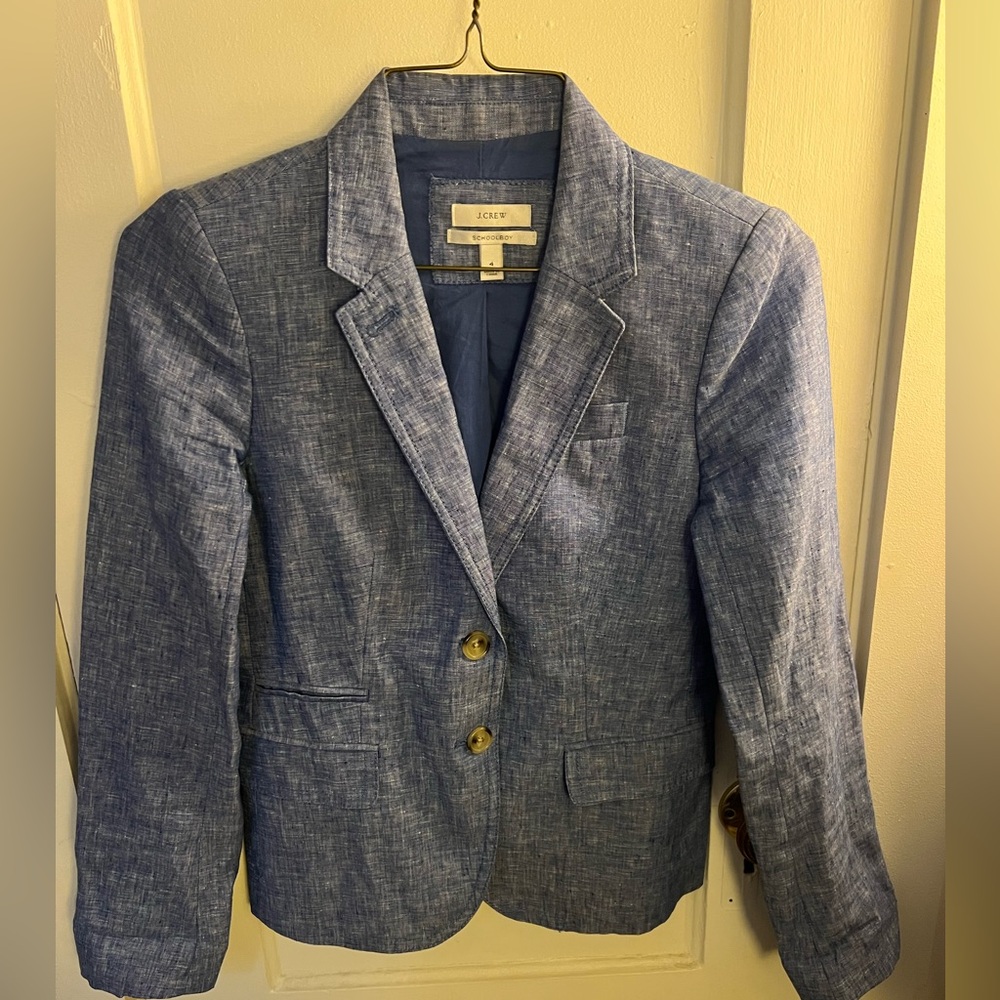 J. Crew 100% Linen Schoolboy Blazer EUC